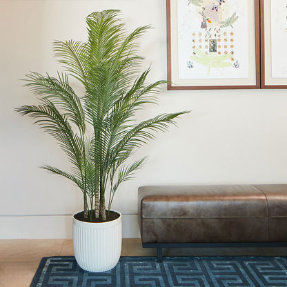 CGH Artificial Palm Tree 6.5FT Faux Plant Green Ribbed Planter Indoor 200cm