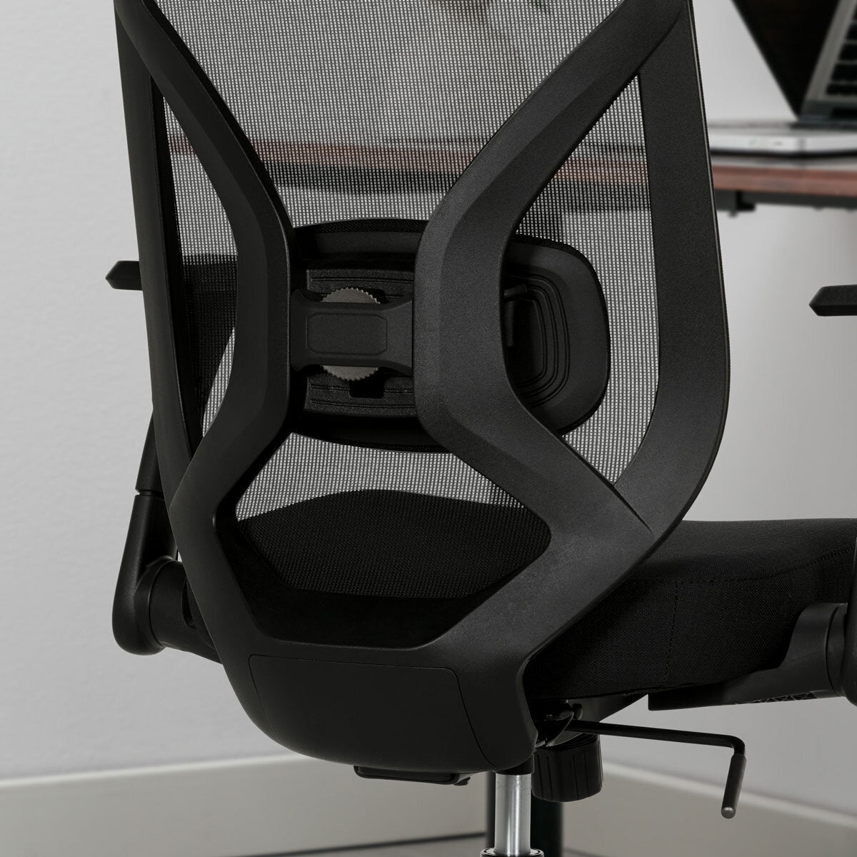True Innovations Mesh Back Office Chair Flip Up Arms Lumbar Support Black Seat