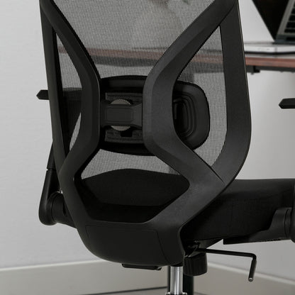 True Innovations Mesh Back Office Chair Flip Up Arms Lumbar Support Black Seat
