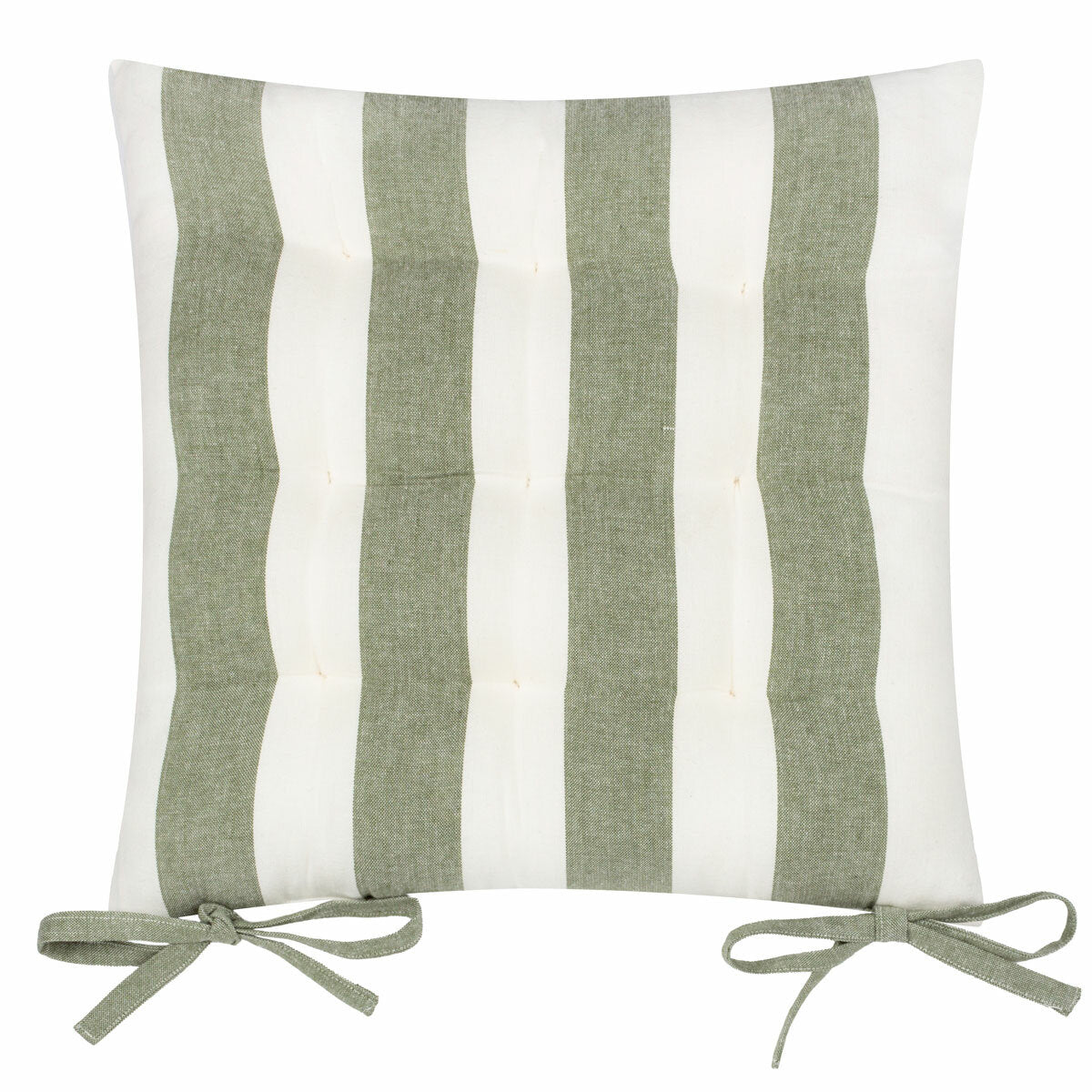 2 pack Yard Hayle Green Striped Cotton Seat Pad Cushion 40x40cm Garden Outdoor