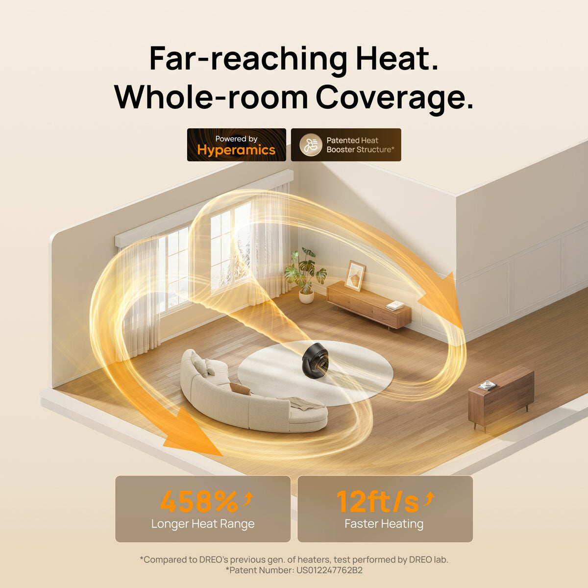 Dreo DR-HSH015 Ceramic Space Heater 2000W 3D Oscillation Whole Room Fan Black