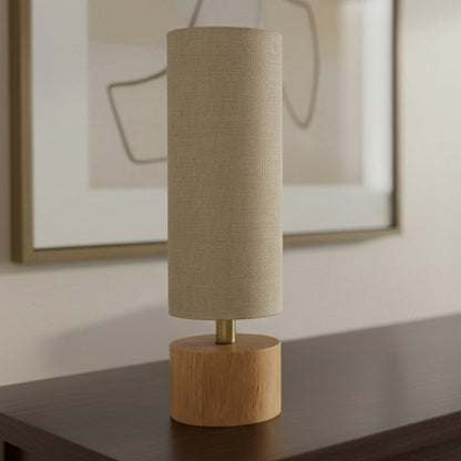 Adesso Brayden Wood Table Lamp Natural Linen Shade Bedroom Bedside Light