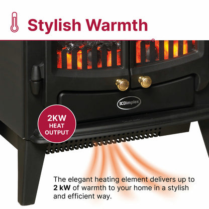 Dimplex Springborne Optiflame Electric Freestanding Stove 2kW Black Remote