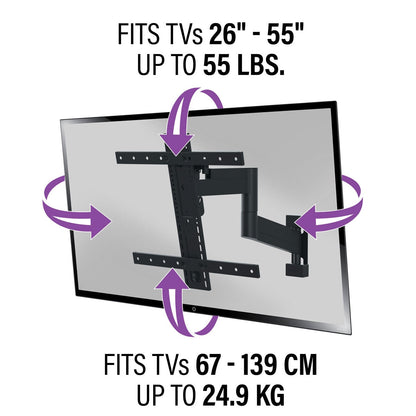 Sanus SMF421-B2 Full Motion TV Wall Mount Bracket 26-55" 24kg VESA 400x400