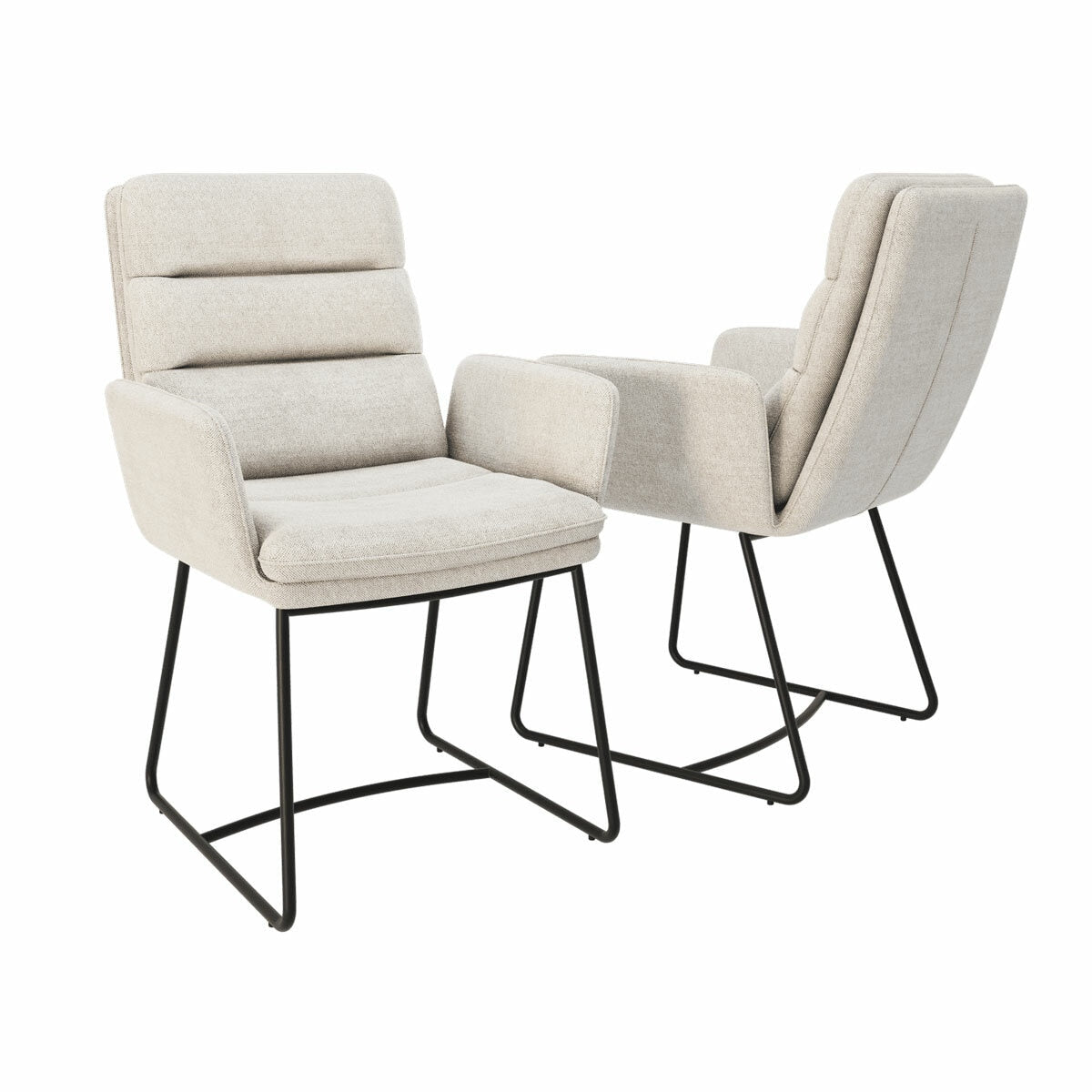 AKANTE Copenhague Fabric Dining Chairs Off White Set of 2 Kitchen Modern 90cm