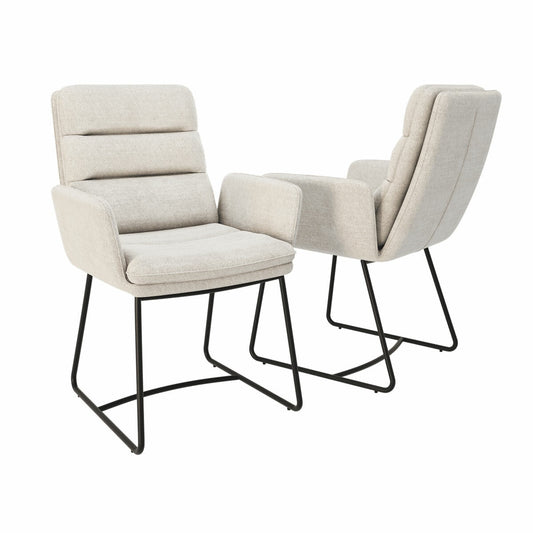 AKANTE Copenhague Fabric Dining Chairs Off White Set of 2 Kitchen Modern 90cm