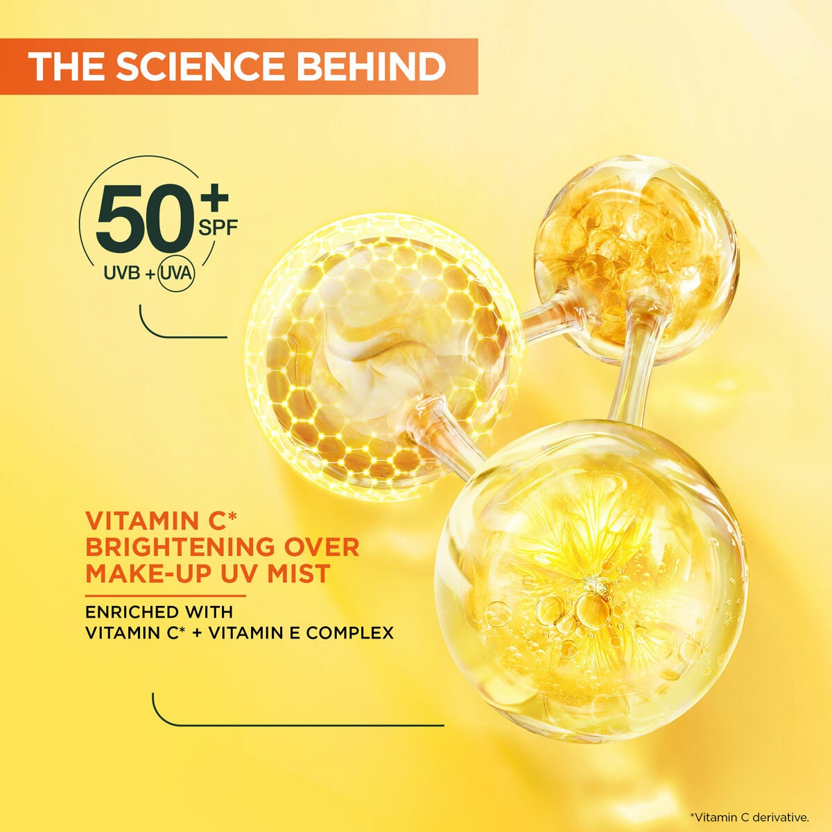 Garnier Vitamin C UV Mist SPF50+ Over Makeup Sun Cream 3x75ml Brightening