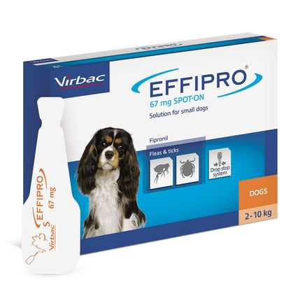 Effipro Spot-On Flea Tick Treatment Small Dogs 2-10kg 67mg Fipronil 12 Pack