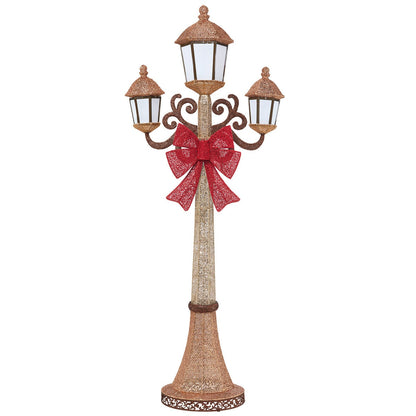 Christmas Triple Lamp Post 7ft 220 LED Warm White 3 Lanterns Outdoor Decor"
