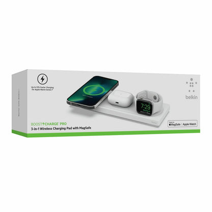 Belkin 3-in-1 MagSafe Wireless Charger Pad WIZ016 iPhone Watch AirPods White