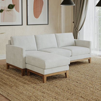 Henredon Murphy Cream Fabric Corner Sofa Reversible Chaise Lounge Coil Cushion