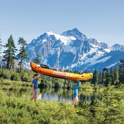Intex Sierra K2 2 Person Inflatable Kayak Set Paddles Pump Carry Bag