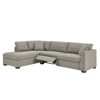 Thomasville Miles Grey Fabric Corner Sofa LHF Two Power Footrests Pocket Coil
