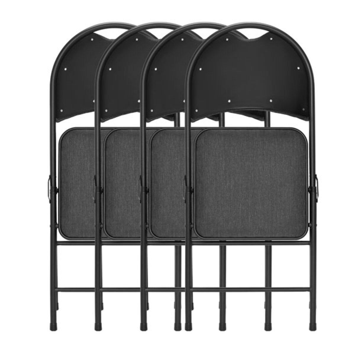 Star Elite High Back Padded Fabric Folding Chairs Grey 4 Pack Dining Event