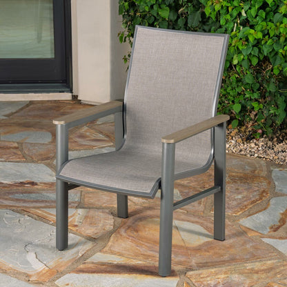 SunVilla Palermo 7 Piece Sling Dining Set Aluminium Garden Grey With Cover