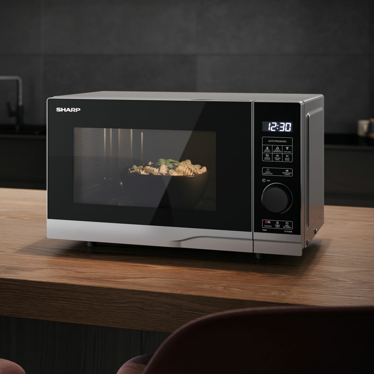 Sharp YC-PS204AU Solo Microwave Oven 700W 20 Litre Digital Silver 10 Power