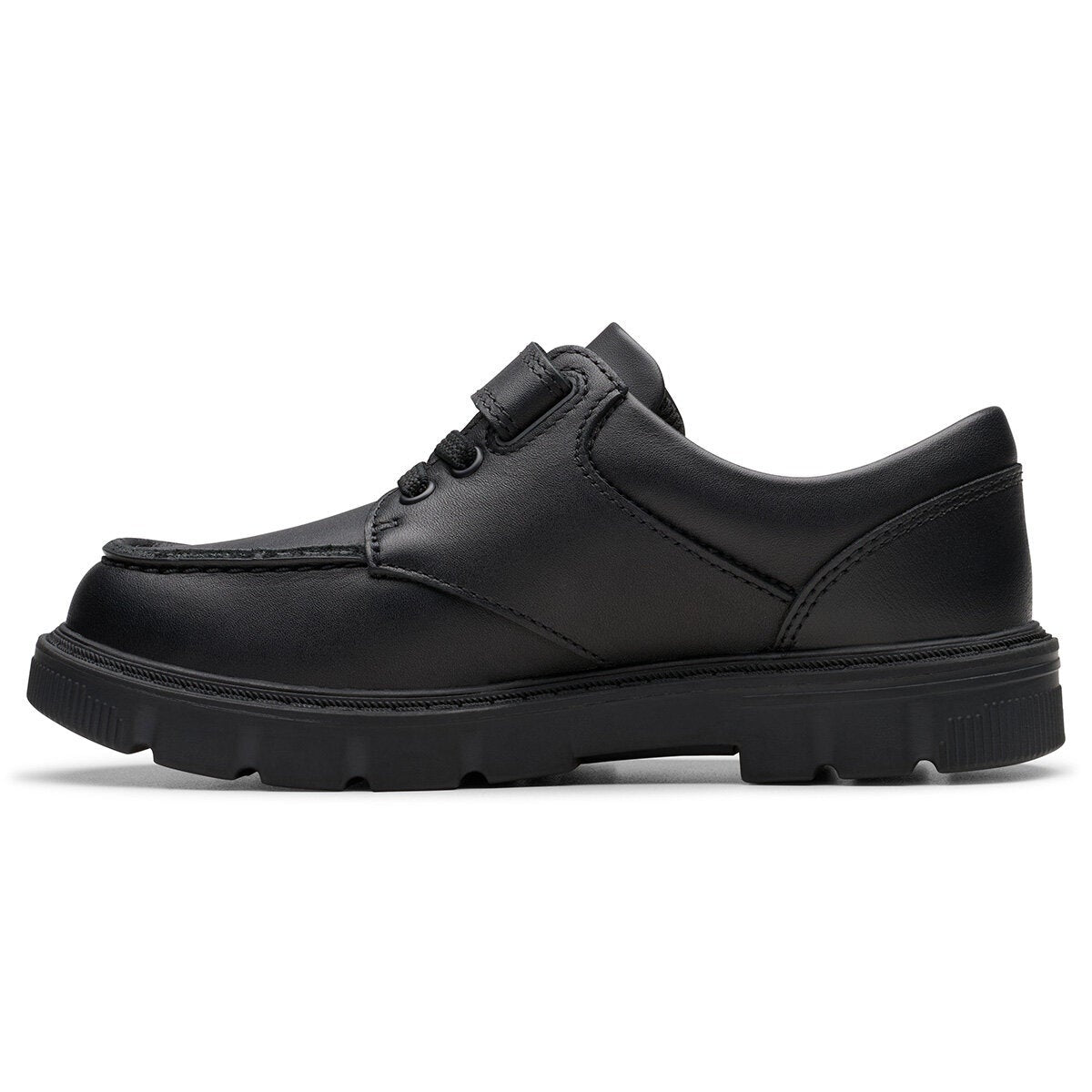 Clarks Kids Lorcam Edge Black Leather School Shoes Boys Girls Junior size 10