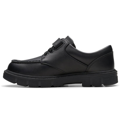 Clarks Kids Lorcam Edge Black Leather School Shoes Boys Girls Junior size 10