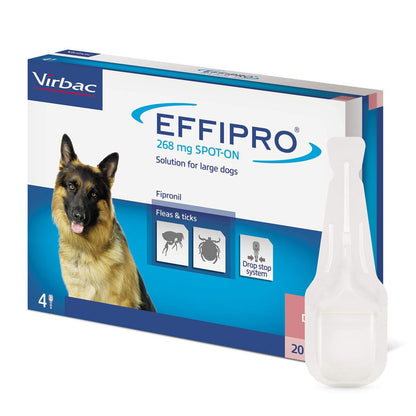 Effipro Spot-On Flea Tick Treatment Large Dogs 20-40kg 268mg Fipronil 12 Pack