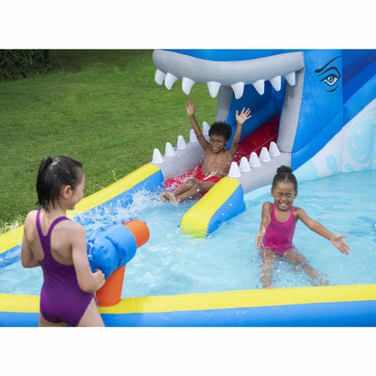 H2OGO! Whale Inflatable Kids Water Park Slide Splash Pad Climb Wall Blower