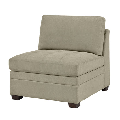 Thomasville Tisdale Modular Armless Chair Beige Fabric Pocket Coil Sofa Seat