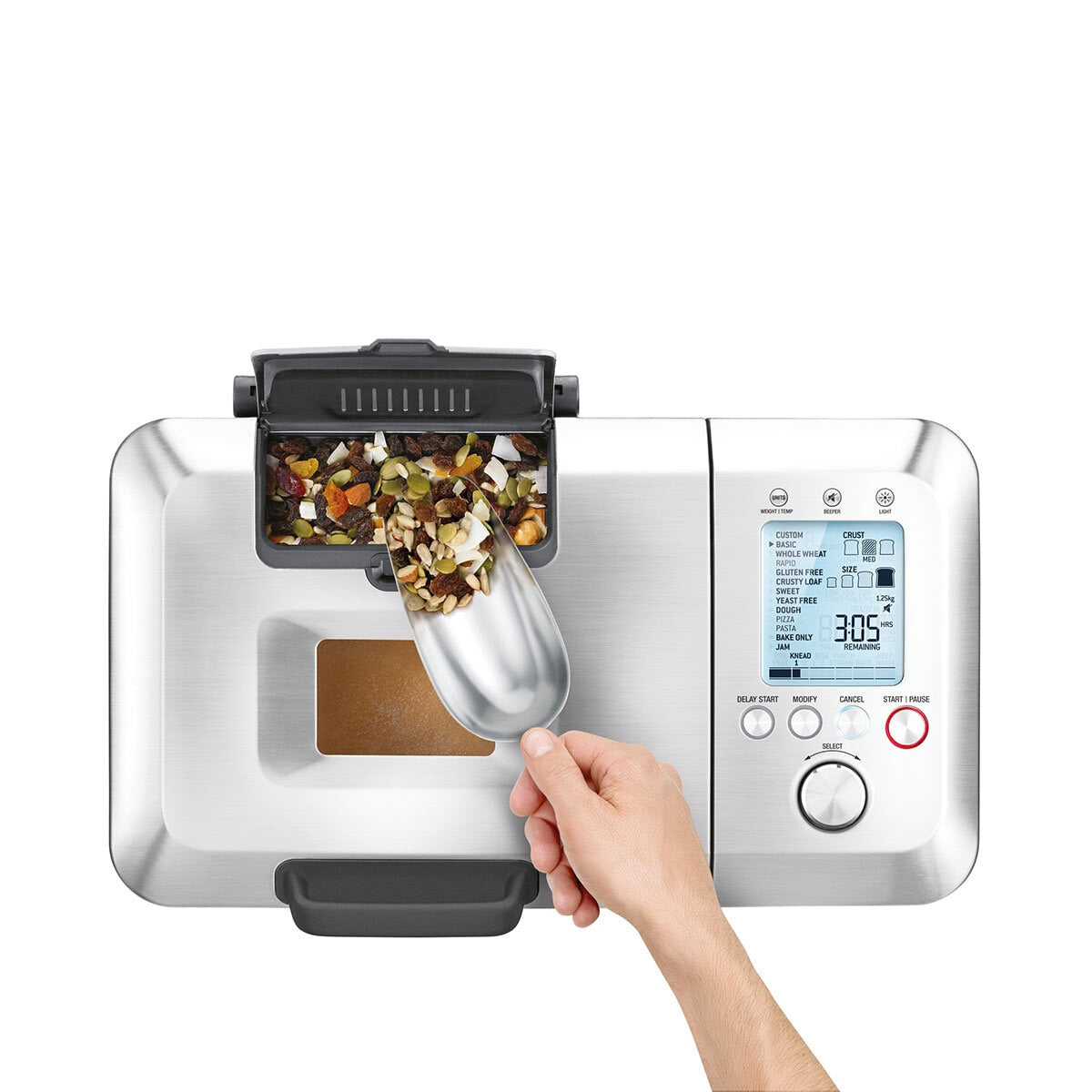 Sage Custom Loaf Pro Breadmaker BBM800BSS Stainless Steel Fruit Nut Dispenser