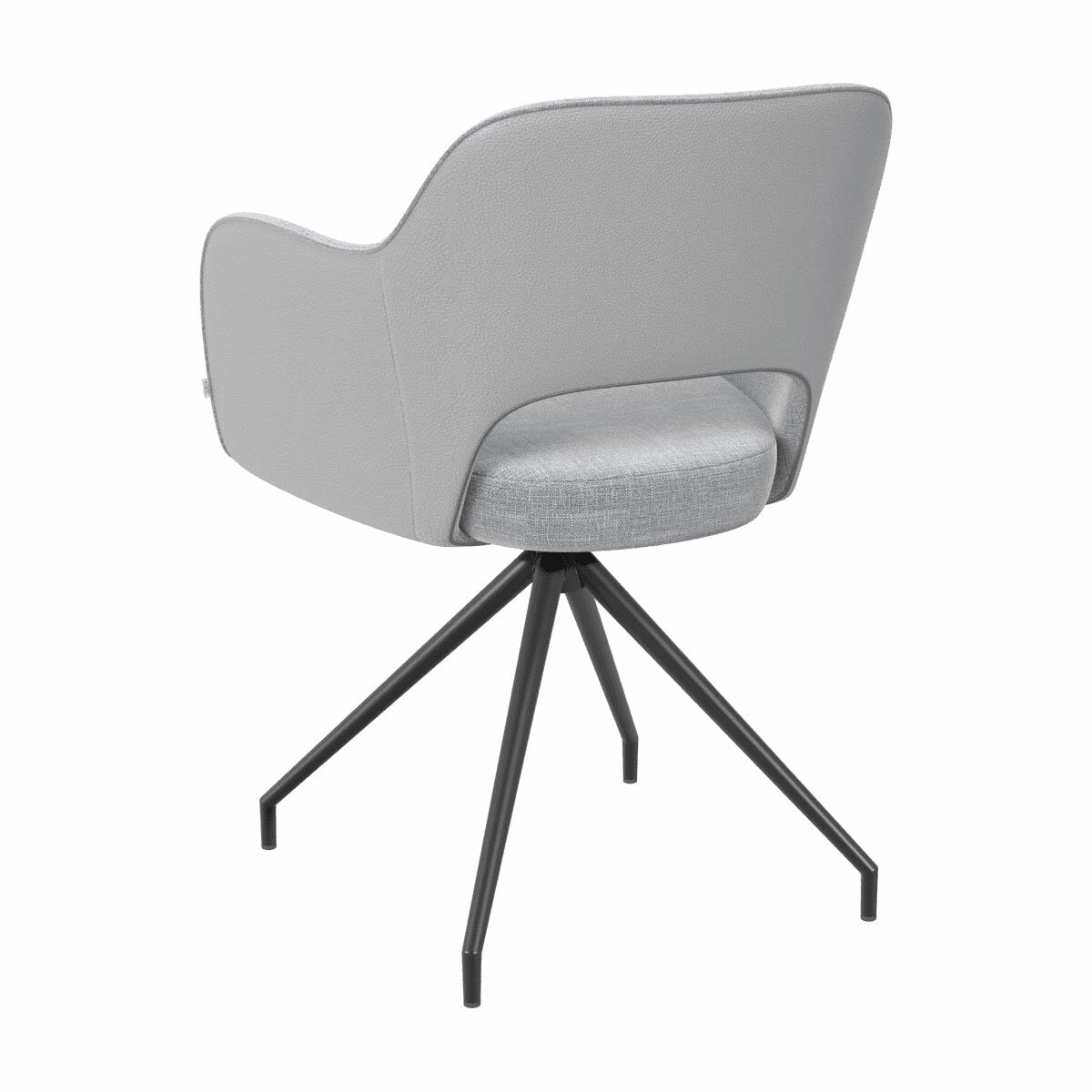 Akante Chicago Grey Swivel Dining Chair Fabric PU Kitchen Set of 2 83cm