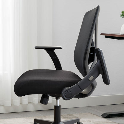 True Innovations Mesh Back Office Chair Flip Up Arms Lumbar Support Black Seat