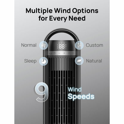 Dreo Cruiser Pro Tower Fan DR-HTF011S Smart App 9 Speed Black Oscillating