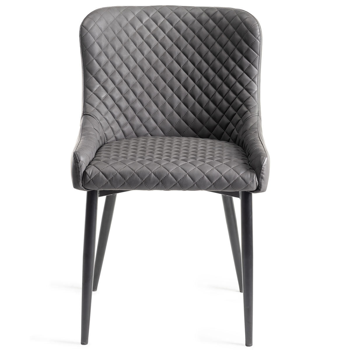 Bentley Designs Finch Grey Faux Leather Diamond Stitch Dining Chairs 2 Pack