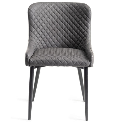 Bentley Designs Finch Grey Faux Leather Diamond Stitch Dining Chairs 2 Pack