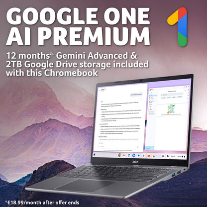 Acer Chromebook Plus 514 Intel Core i5 8GB RAM 256GB SSD 14in Laptop Grey