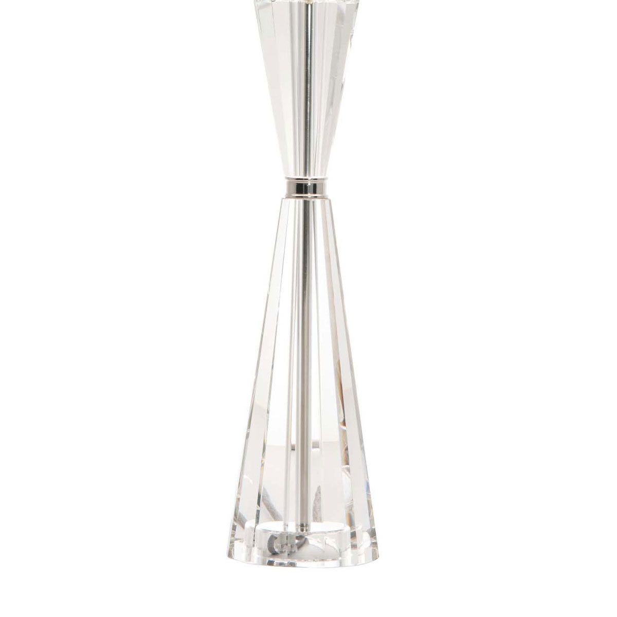 Dar Risha Crystal Glass Table Lamp Ivory Faux Silk Shade Polished Nickel 67cm