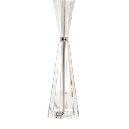 Dar Risha Crystal Glass Table Lamp Ivory Faux Silk Shade Polished Nickel 67cm