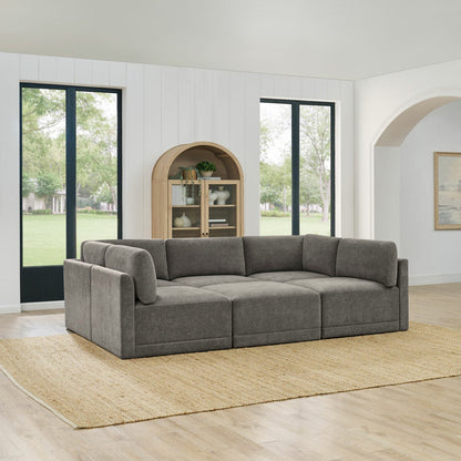 Thomasville Fallon Grey Modular Fabric Sofa 6 Piece Set Pocket Coil Ottoman