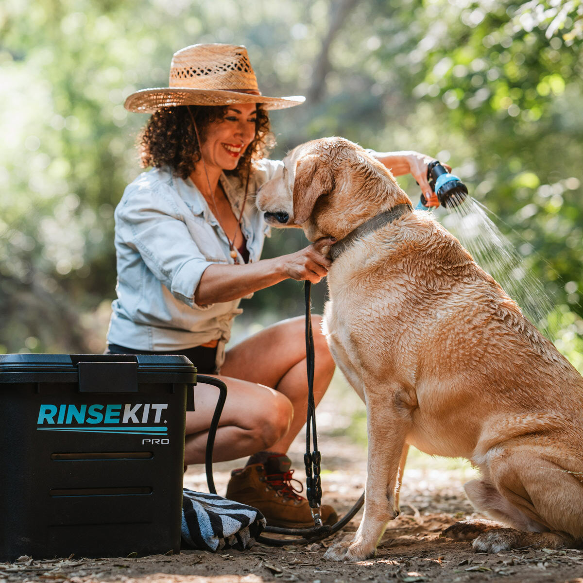 RinseKit Pro Portable Shower 13.2L Battery Powered 50 PSI 5 Spray Settings