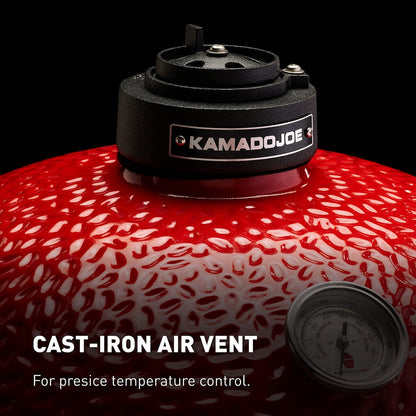 Kamado Joe Junior 13.5" Ceramic Charcoal BBQ Barbecue Grill Red With Cover