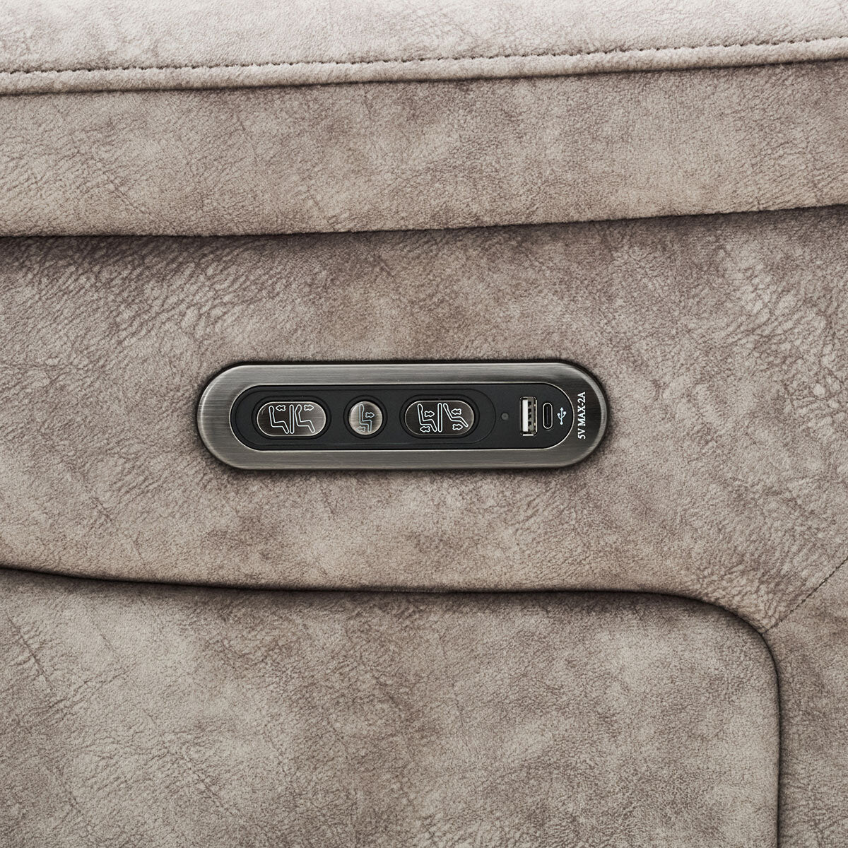 Oscar Grey Fabric Power Reclining 2.5 Seater Sofa USB Headrest Lounge