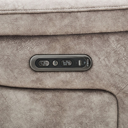 Oscar Grey Fabric Power Reclining 2.5 Seater Sofa USB Headrest Lounge