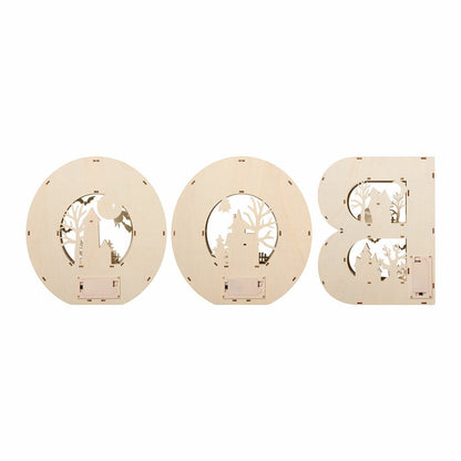 Wooden Light Up BOO Letters Halloween Decoration LED Warm Indoor Set of 3