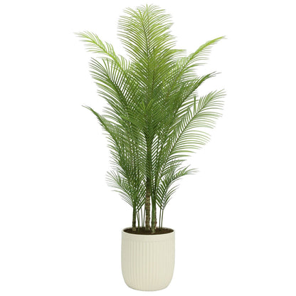 CGH Artificial Palm Tree 6.5FT Faux Plant Green Ribbed Planter Indoor 200cm
