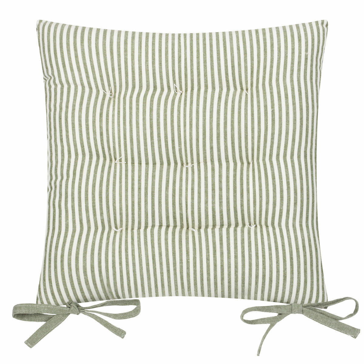 2 pack Yard Hayle Green Striped Cotton Seat Pad Cushion 40x40cm Garden Outdoor
