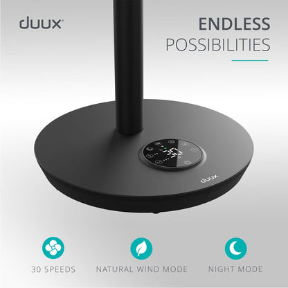 Duux Whisper Flex 2 Smart Pedestal Fan DXCF70UK 30 Speed Black Oscillating