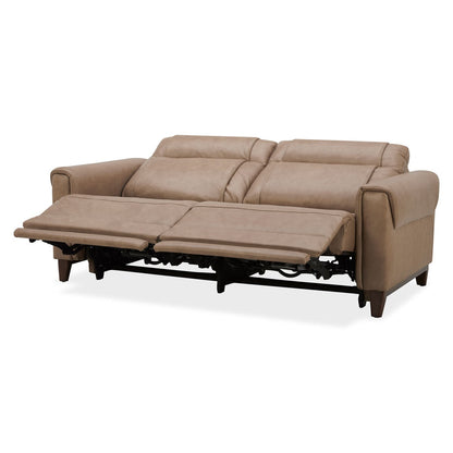Aiden & Ivy Spencer Brown Leather Power Reclining 2 Seater Sofa 213cm Wide