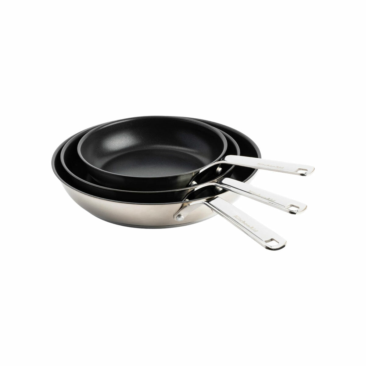 KitchenAid Stainless Steel Frying Pan Set 3 Piece 20 24 28cm Induction Safe