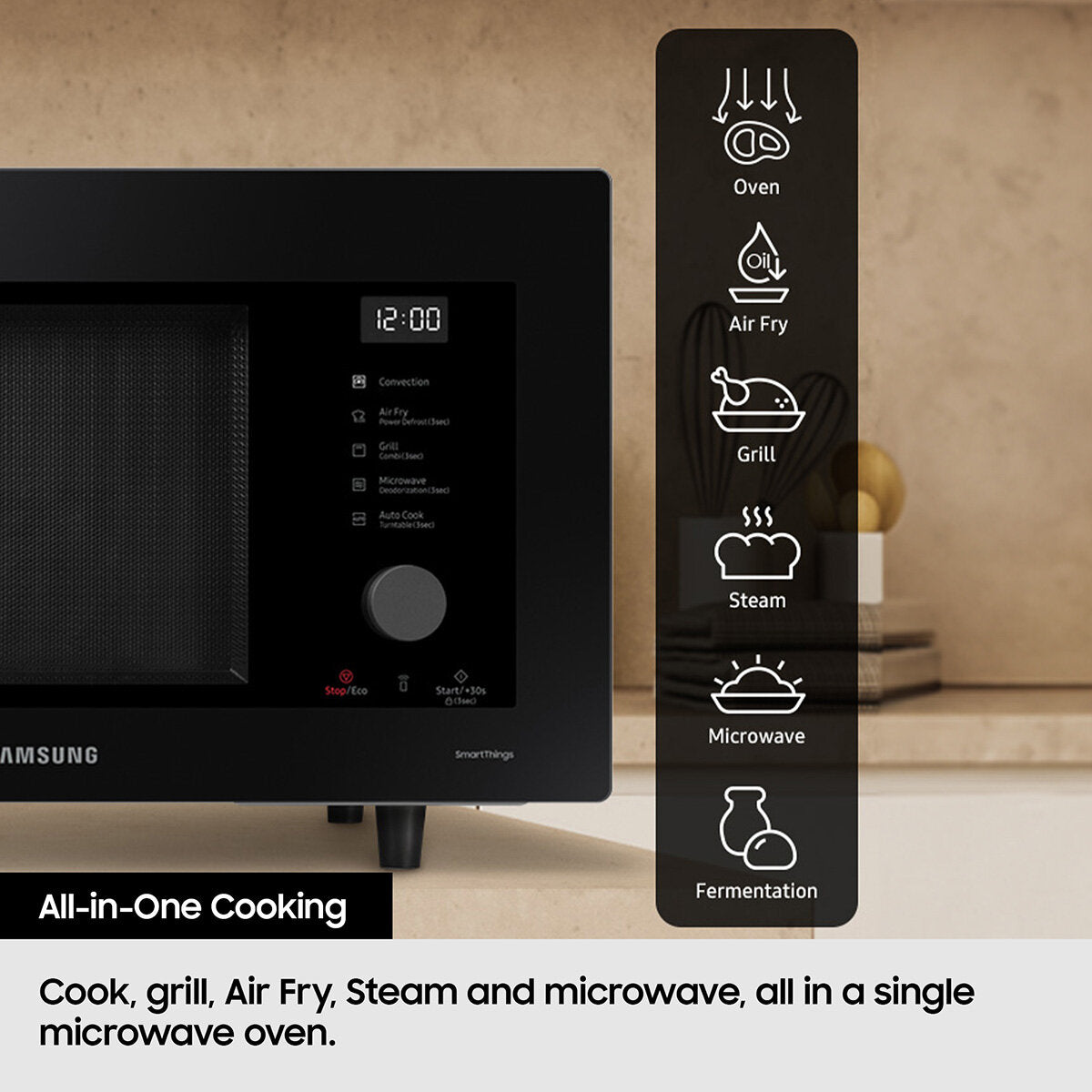 Samsung 32L Smart Microwave Oven Air Fryer Steam MC32DB7746KC 900W Grey Black