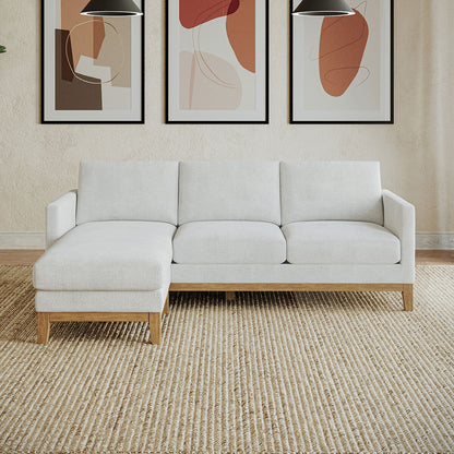 Henredon Murphy Cream Fabric Corner Sofa Reversible Chaise Lounge Coil Cushion