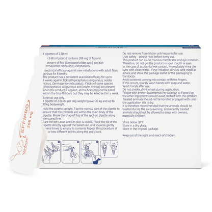 Effipro Spot-On Flea Tick Treatment Large Dogs 20-40kg 268mg Fipronil 12 Pack