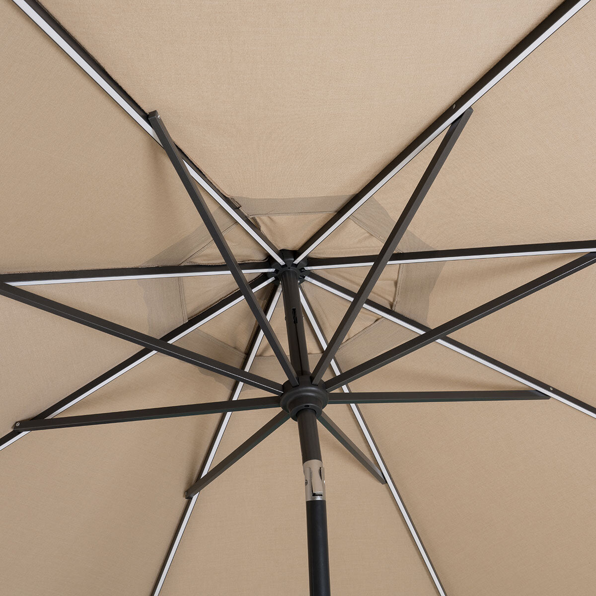 SunVilla 10ft Solar LED Garden Parasol Market Umbrella Beige Myra Aluminium Tilt