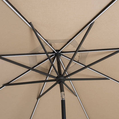 SunVilla 10ft Solar LED Garden Parasol Market Umbrella Beige Myra Aluminium Tilt